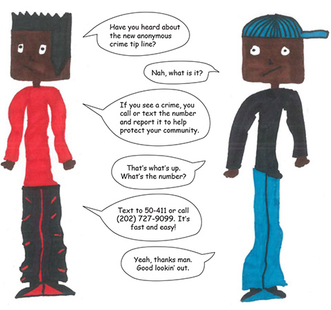 Cartoon Showing kids talking about using 50-411