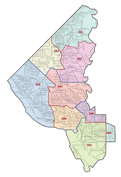 Overview map of the Second Police District (Washington, DC)