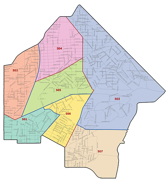 Overview map of the Fifth Police District (Washington, DC)