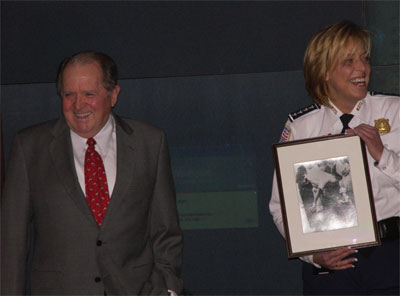 Chief Maurice Cullinane and Chief Lanier with a famous photo of Cullinane from 1957.