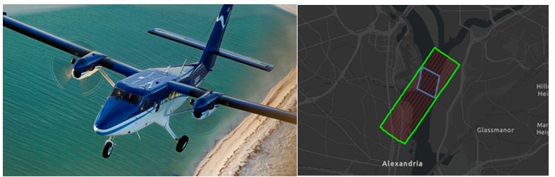 Image of aircraft and expected flight path