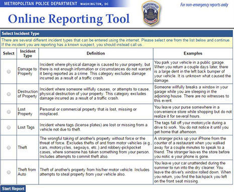 Structure examples How to file a police report online